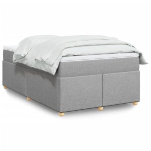 Łóżko Tapicerowane z Materacem Kontynentalne Szara Tkanina 120×200 cm 810676 Łóżko Tapicerowane z Materacem Kontynentalne Szara Tkanina 120×200 cm 810676