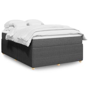 Łóżko Tapicerowane z Materacem Kontynentalne Szara Tkanina 140×190 cm 810477 Łóżko Tapicerowane z Materacem Kontynentalne Szara Tkanina 140×190 cm 810477