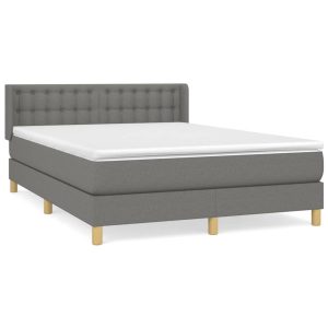 Łóżko Tapicerowane z Materacem Kontynentalne Szara Tkanina 140×190 cm 810686 Łóżko Tapicerowane z Materacem Kontynentalne Szara Tkanina 140×190 cm 810686