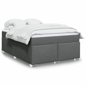 Łóżko Tapicerowane z Materacem Kontynentalne Szara Tkanina 140×190 cm 809913 Łóżko Tapicerowane z Materacem Kontynentalne Szara Tkanina 140×190 cm 809913