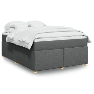Łóżko Tapicerowane z Materacem Kontynentalne Szara Tkanina 140×190 cm 809972 Łóżko Tapicerowane z Materacem Kontynentalne Szara Tkanina 140×190 cm 809972