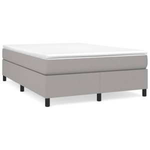 Łóżko Tapicerowane z Materacem Kontynentalne Szara Tkanina 140x190cm 809883 Łóżko Tapicerowane z Materacem Kontynentalne Szara Tkanina 140x190cm 809883