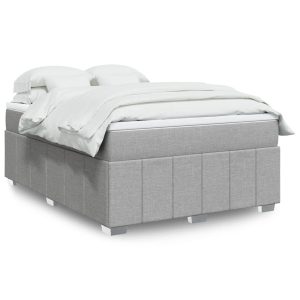 Łóżko Tapicerowane z Materacem Kontynentalne Szara Tkanina 140x190cm 810252 Łóżko Tapicerowane z Materacem Kontynentalne Szara Tkanina 140x190cm 810252