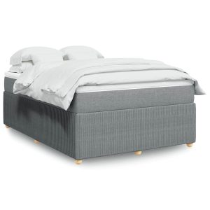 Łóżko Tapicerowane z Materacem Kontynentalne Szara Tkanina 140x190cm 810408 Łóżko Tapicerowane z Materacem Kontynentalne Szara Tkanina 140x190cm 810408