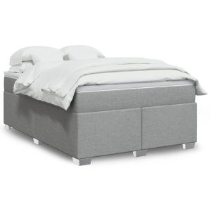Łóżko Tapicerowane z Materacem Kontynentalne Szara Tkanina 140×200 cm 810351 Łóżko Tapicerowane z Materacem Kontynentalne Szara Tkanina 140×200 cm 810351