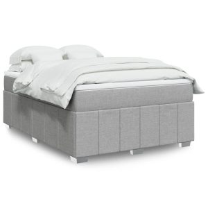 Łóżko Tapicerowane z Materacem Kontynentalne Szara Tkanina 140×200 cm 810406 Łóżko Tapicerowane z Materacem Kontynentalne Szara Tkanina 140×200 cm 810406