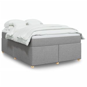 Łóżko Tapicerowane z Materacem Kontynentalne Szara Tkanina 140×200 cm 810544 Łóżko Tapicerowane z Materacem Kontynentalne Szara Tkanina 140×200 cm 810544