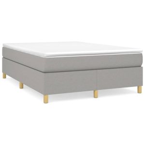 Łóżko Tapicerowane z Materacem Kontynentalne Szara Tkanina 140×200 cm 810667 Łóżko Tapicerowane z Materacem Kontynentalne Szara Tkanina 140×200 cm 810667
