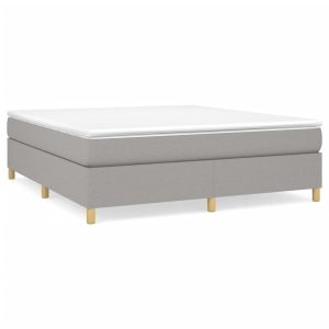 Łóżko Tapicerowane z Materacem Kontynentalne Szara Tkanina 160×200 cm 810206 Łóżko Tapicerowane z Materacem Kontynentalne Szara Tkanina 160×200 cm 810206