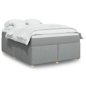 Łóżko Tapicerowane z Materacem Kontynentalne Szara Tkanina 160×200 cm 810385 Łóżko Tapicerowane z Materacem Kontynentalne Szara Tkanina 160×200 cm 810385