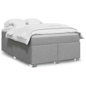 Łóżko Tapicerowane z Materacem Kontynentalne Szara Tkanina 160×200 cm 810789 Łóżko Tapicerowane z Materacem Kontynentalne Szara Tkanina 160×200 cm 810789