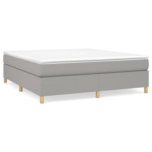 Łóżko Tapicerowane z Materacem Kontynentalne Szara Tkanina 180x200cm 809944 Łóżko Tapicerowane z Materacem Kontynentalne Szara Tkanina 180x200cm 809944