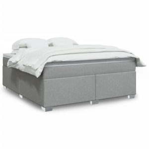 Łóżko Tapicerowane z Materacem Kontynentalne Szara Tkanina 180x200cm 809976 Łóżko Tapicerowane z Materacem Kontynentalne Szara Tkanina 180x200cm 809976