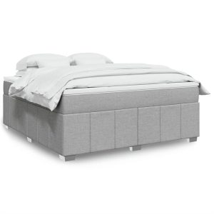 Łóżko Tapicerowane z Materacem Kontynentalne Szara Tkanina 180x200cm 809785 Łóżko Tapicerowane z Materacem Kontynentalne Szara Tkanina 180x200cm 809785