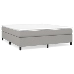 Łóżko Tapicerowane z Materacem Kontynentalne Szara Tkanina 180x200cm 810189 Łóżko Tapicerowane z Materacem Kontynentalne Szara Tkanina 180x200cm 810189