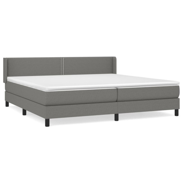 Łóżko Tapicerowane z Materacem Kontynentalne Szara Tkanina 200x200 cm 810329