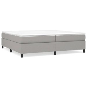 Łóżko Tapicerowane z Materacem Kontynentalne Szara Tkanina 200×200 cm 809736 Łóżko Tapicerowane z Materacem Kontynentalne Szara Tkanina 200×200 cm 809736