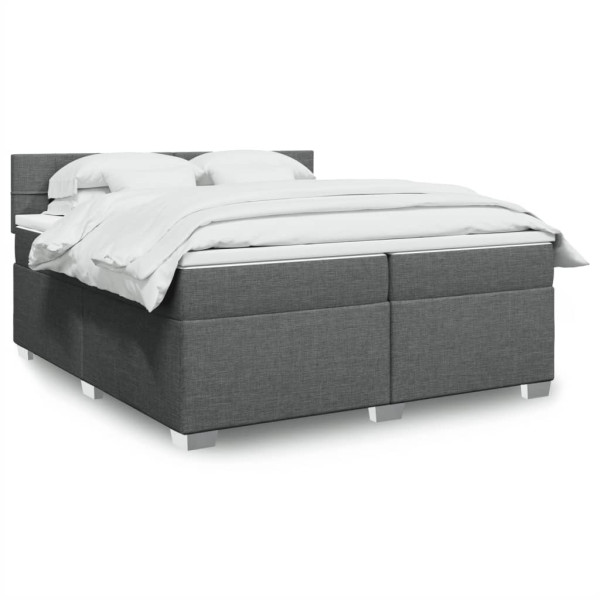 Łóżko Tapicerowane z Materacem Kontynentalne Szara Tkanina 200x200 cm 811474