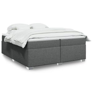 Łóżko Tapicerowane z Materacem Kontynentalne Szara Tkanina 200×200 cm 809773 Łóżko Tapicerowane z Materacem Kontynentalne Szara Tkanina 200×200 cm 809773