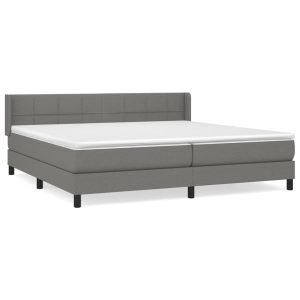 Łóżko Tapicerowane z Materacem Kontynentalne Szara Tkanina 200×200 cm 809797 Łóżko Tapicerowane z Materacem Kontynentalne Szara Tkanina 200×200 cm 809797