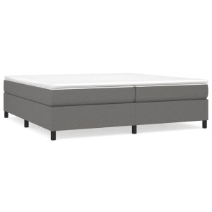 Łóżko Tapicerowane z Materacem Kontynentalne Szara Tkanina 200×200 cm 809940 Łóżko Tapicerowane z Materacem Kontynentalne Szara Tkanina 200×200 cm 809940