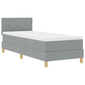 Łóżko Tapicerowane z Materacem Kontynentalne Szara Tkanina 80 x 200 cm 809750 Łóżko Tapicerowane z Materacem Kontynentalne Szara Tkanina 80 x 200 cm 809750