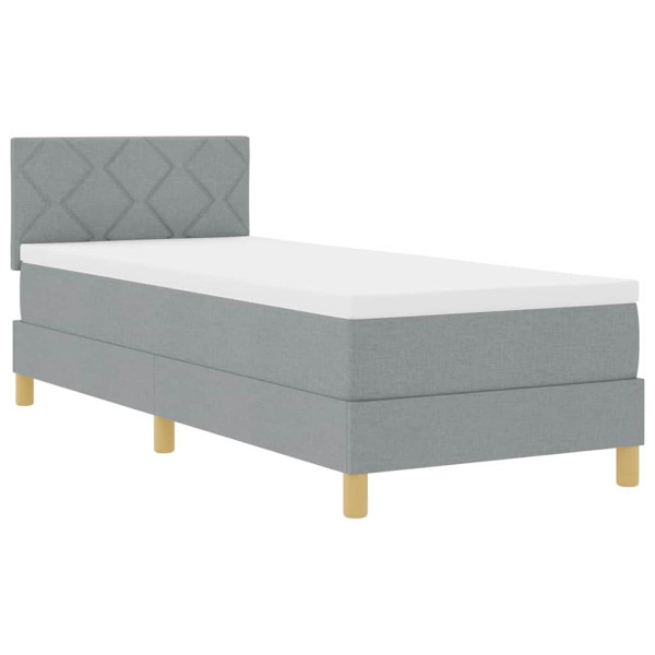 Łóżko Tapicerowane z Materacem Kontynentalne Szara Tkanina 80 x 200 cm 809750