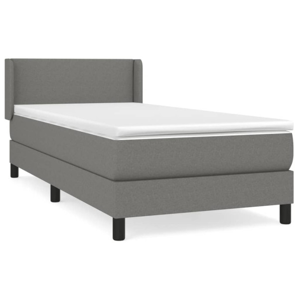 Łóżko Tapicerowane z Materacem Kontynentalne Szara Tkanina 80x200 cm 810174