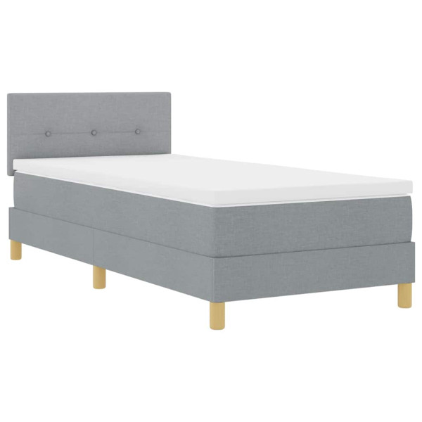 Łóżko Tapicerowane z Materacem Kontynentalne Szara Tkanina 90 x 190 cm 810046