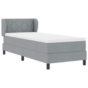 Łóżko Tapicerowane z Materacem Kontynentalne Szara Tkanina 90 x 190 cm 810576