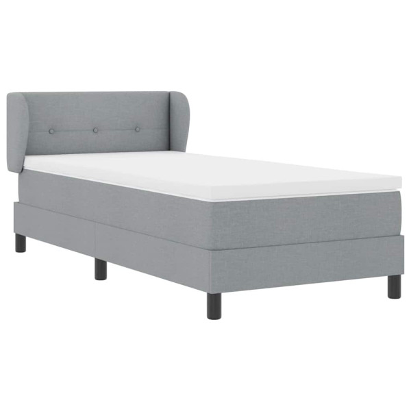 Łóżko Tapicerowane z Materacem Kontynentalne Szara Tkanina 90 x 190 cm 809780