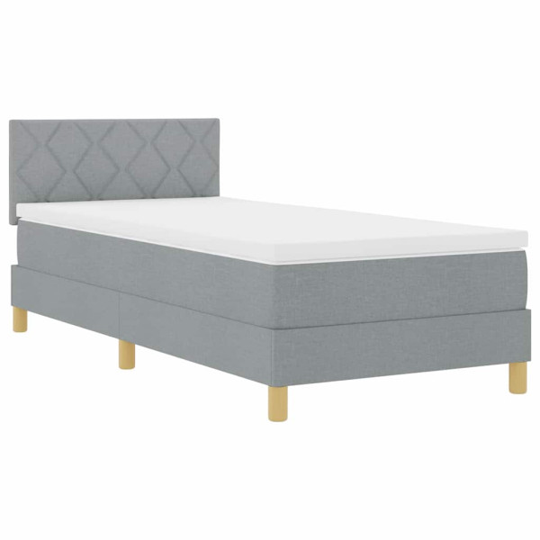 Łóżko Tapicerowane z Materacem Kontynentalne Szara Tkanina 90 x 200 cm 810160