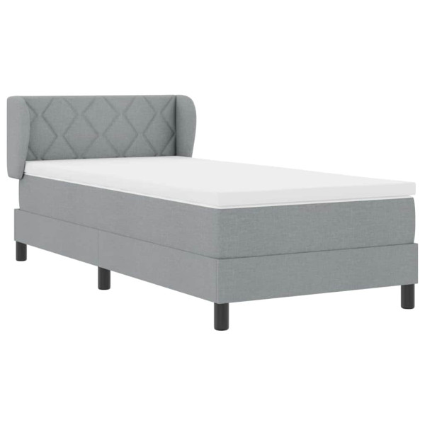 Łóżko Tapicerowane z Materacem Kontynentalne Szara Tkanina 90 x 200 cm 809791