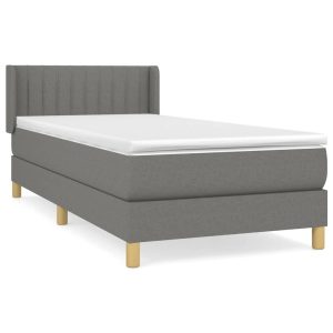 Łóżko Tapicerowane z Materacem Kontynentalne Szara Tkanina 90×190 cm 809901 Łóżko Tapicerowane z Materacem Kontynentalne Szara Tkanina 90×190 cm 809901