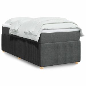 Łóżko Tapicerowane z Materacem Kontynentalne Szara Tkanina 90×190 cm 810608 Łóżko Tapicerowane z Materacem Kontynentalne Szara Tkanina 90×190 cm 810608