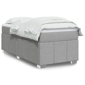 Łóżko Tapicerowane z Materacem Kontynentalne Szara Tkanina 90×190 cm 809710 Łóżko Tapicerowane z Materacem Kontynentalne Szara Tkanina 90×190 cm 809710