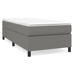 Łóżko Tapicerowane z Materacem Kontynentalne Szara Tkanina 90×190 cm 809822 Łóżko Tapicerowane z Materacem Kontynentalne Szara Tkanina 90×190 cm 809822