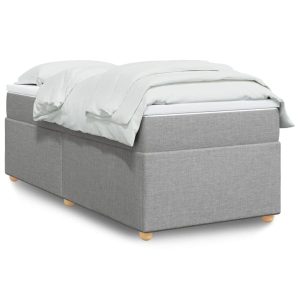 Łóżko Tapicerowane z Materacem Kontynentalne Szara Tkanina 90×200 cm 810458 Łóżko Tapicerowane z Materacem Kontynentalne Szara Tkanina 90×200 cm 810458