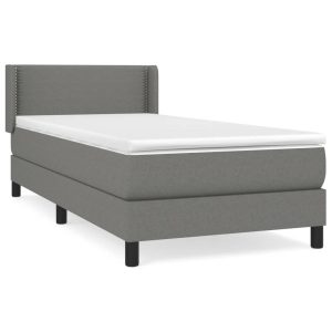 Łóżko Tapicerowane z Materacem Kontynentalne Szara Tkanina 90×200 cm 810595 Łóżko Tapicerowane z Materacem Kontynentalne Szara Tkanina 90×200 cm 810595