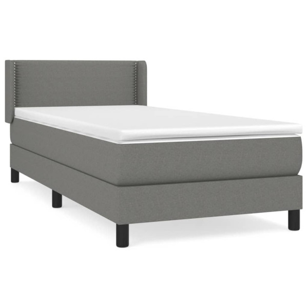 Łóżko Tapicerowane z Materacem Kontynentalne Szara Tkanina 90x200 cm 810595