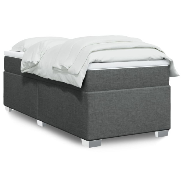 Łóżko Tapicerowane z Materacem Kontynentalne Szara Tkanina 90x200 cm 809794