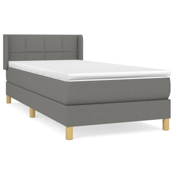 Łóżko Tapicerowane z Materacem Kontynentalne Szara Tkanina 90x200 cm 810203