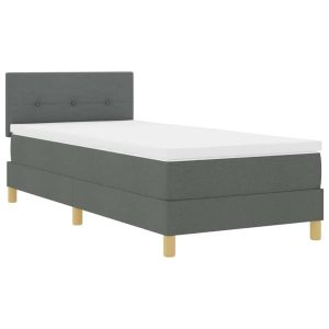 Łóżko Tapicerowane z Materacem Kontynentalne Szary Do Sypialni 80 x 200 cm 814511