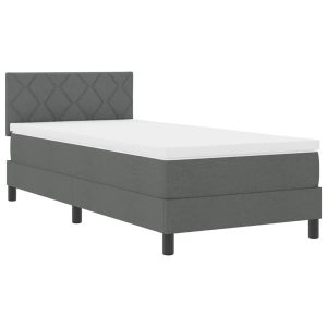 Łóżko Tapicerowane z Materacem Kontynentalne Szary Do Sypialni 90 x 200 cm 814618 Łóżko Tapicerowane z Materacem Kontynentalne Szary Do Sypialni 90 x 200 cm 814618