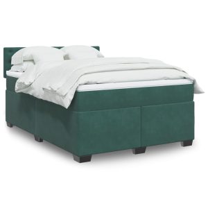 Łóżko Tapicerowane z Materacem Kontynentalne Zielony Aksamit 140×190 cm 816837 Łóżko Tapicerowane z Materacem Kontynentalne Zielony Aksamit 140×190 cm 816837