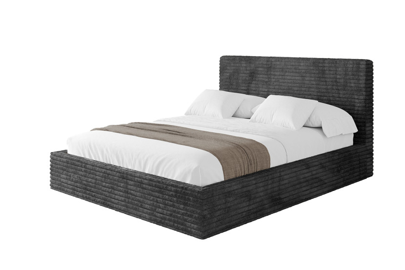 Łóżko tapicerowane z materacem + pojemnik ALOVA 140x200 Czarny 865546