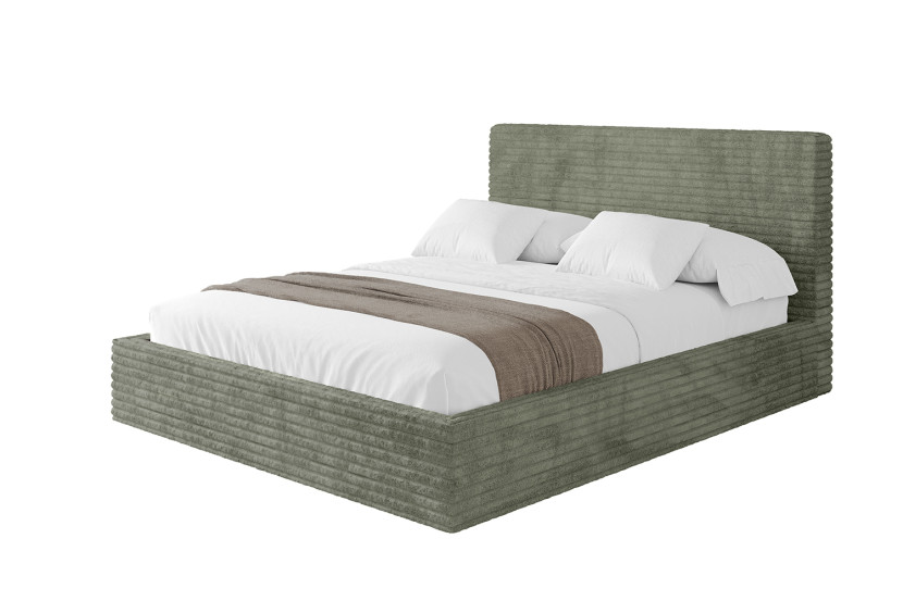 Łóżko tapicerowane z materacem + pojemnik ALOVA 180x200 Zielony 865450