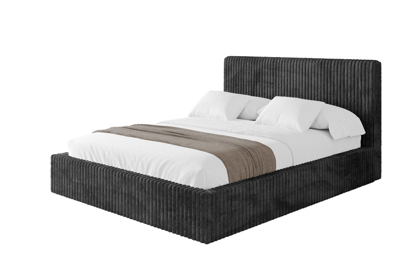 Łóżko tapicerowane z materacem + pojemnik ALOVA-V1 120x200 Czarny 865534