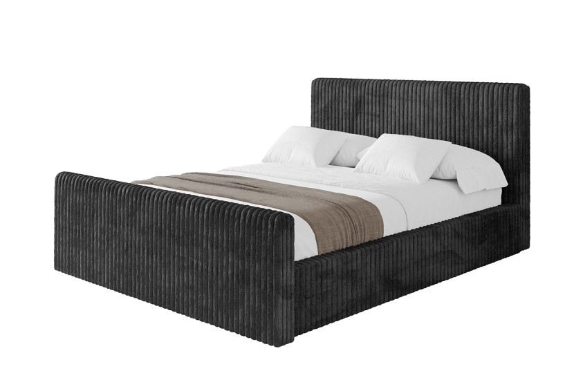 Łóżko tapicerowane z materacem + pojemnik ALOVA-V1-Z 120x200 Czarny 865586