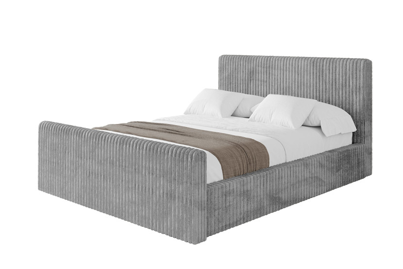 Łóżko tapicerowane z materacem + pojemnik ALOVA-V1-Z 120x200 Szary 865629
